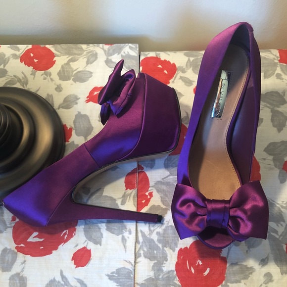 H by Halston Shoes - H by Halston Peep Toe Platform Heels Purple